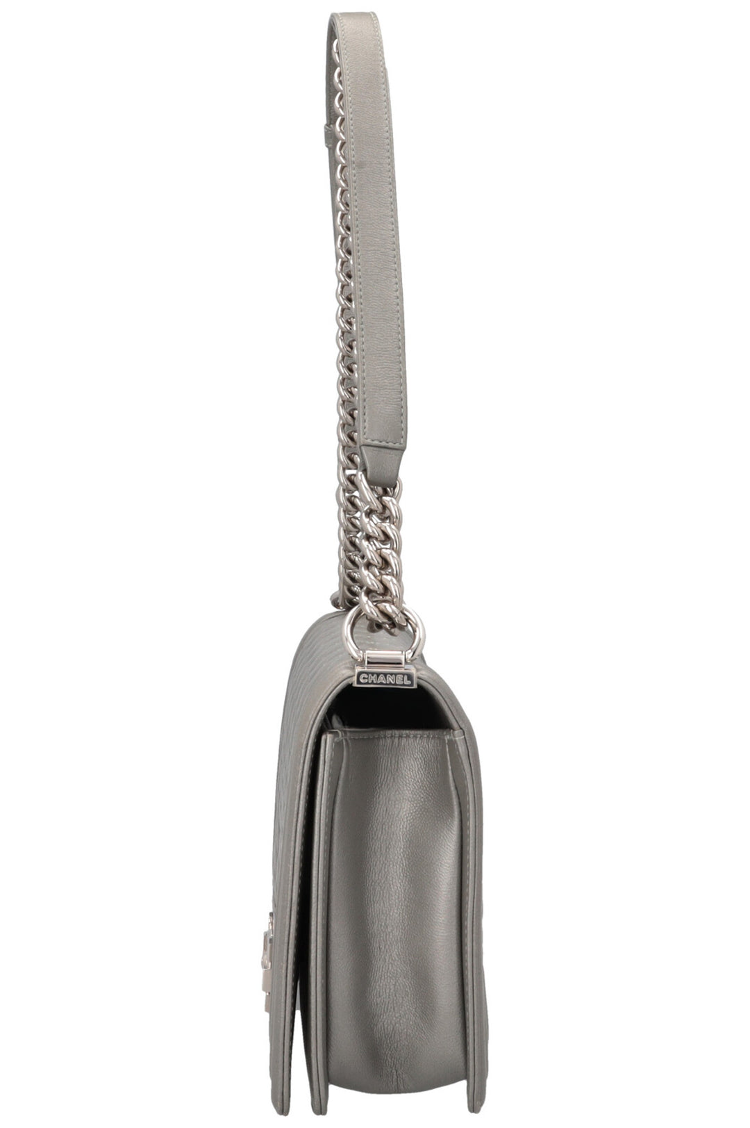CHANEL New Medium Boy Bag Caviar Silver