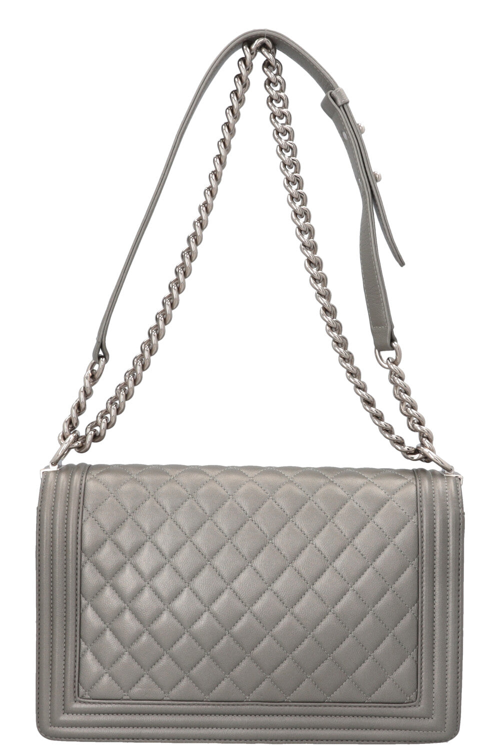 CHANEL New Medium Boy Bag Caviar Silver