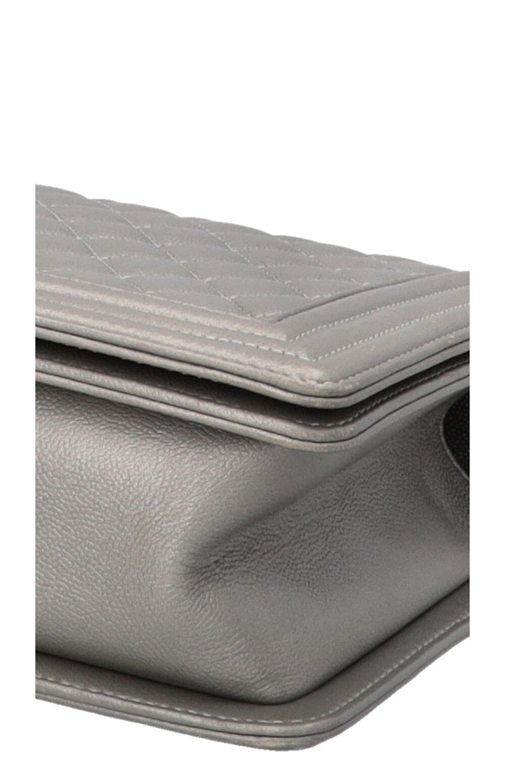 CHANEL New Medium Boy Bag Caviar Silver