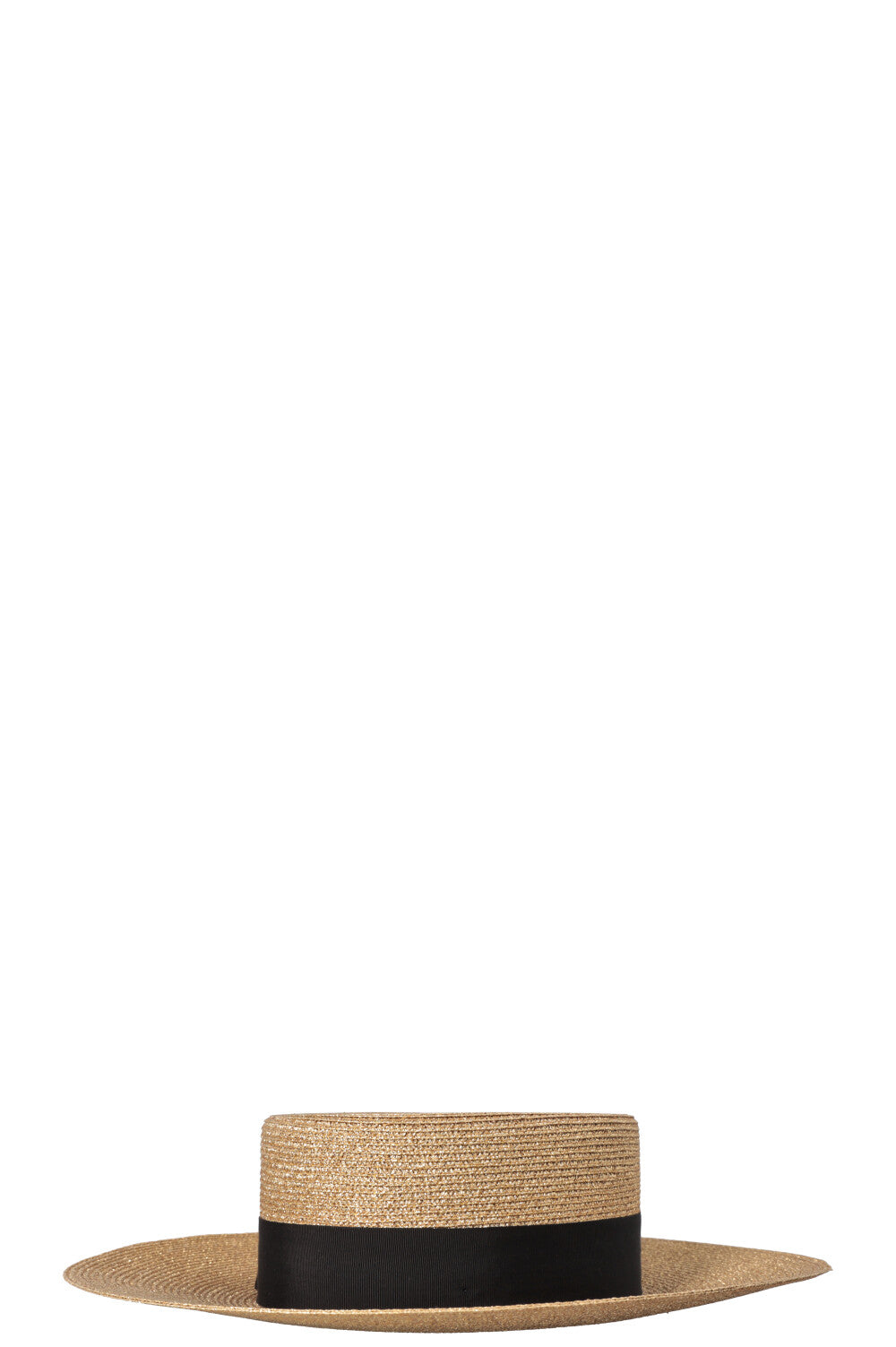 Gucci Gold Straw Hat with Black Band Gucci Straw Boater Hat - Gold | Editorialist main image 3