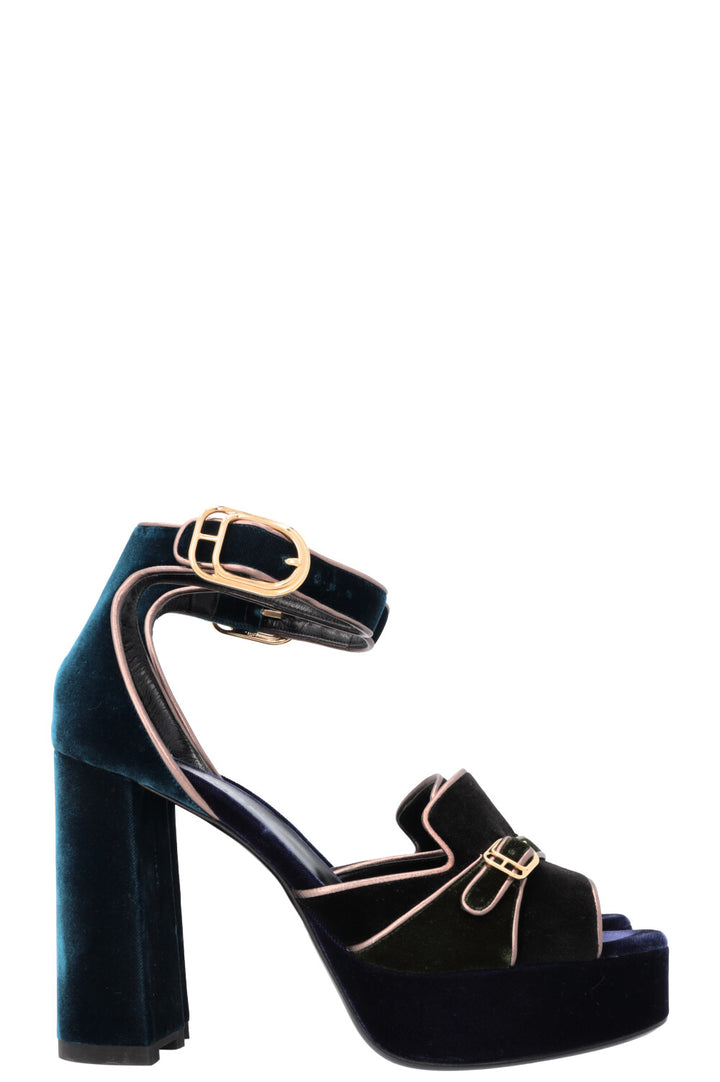 HERMÈS Violetta Heels Velvet Petrol Blue