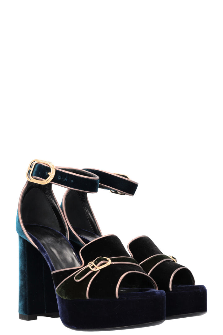HERMÈS Violetta Heels Velvet Petrol Blue
