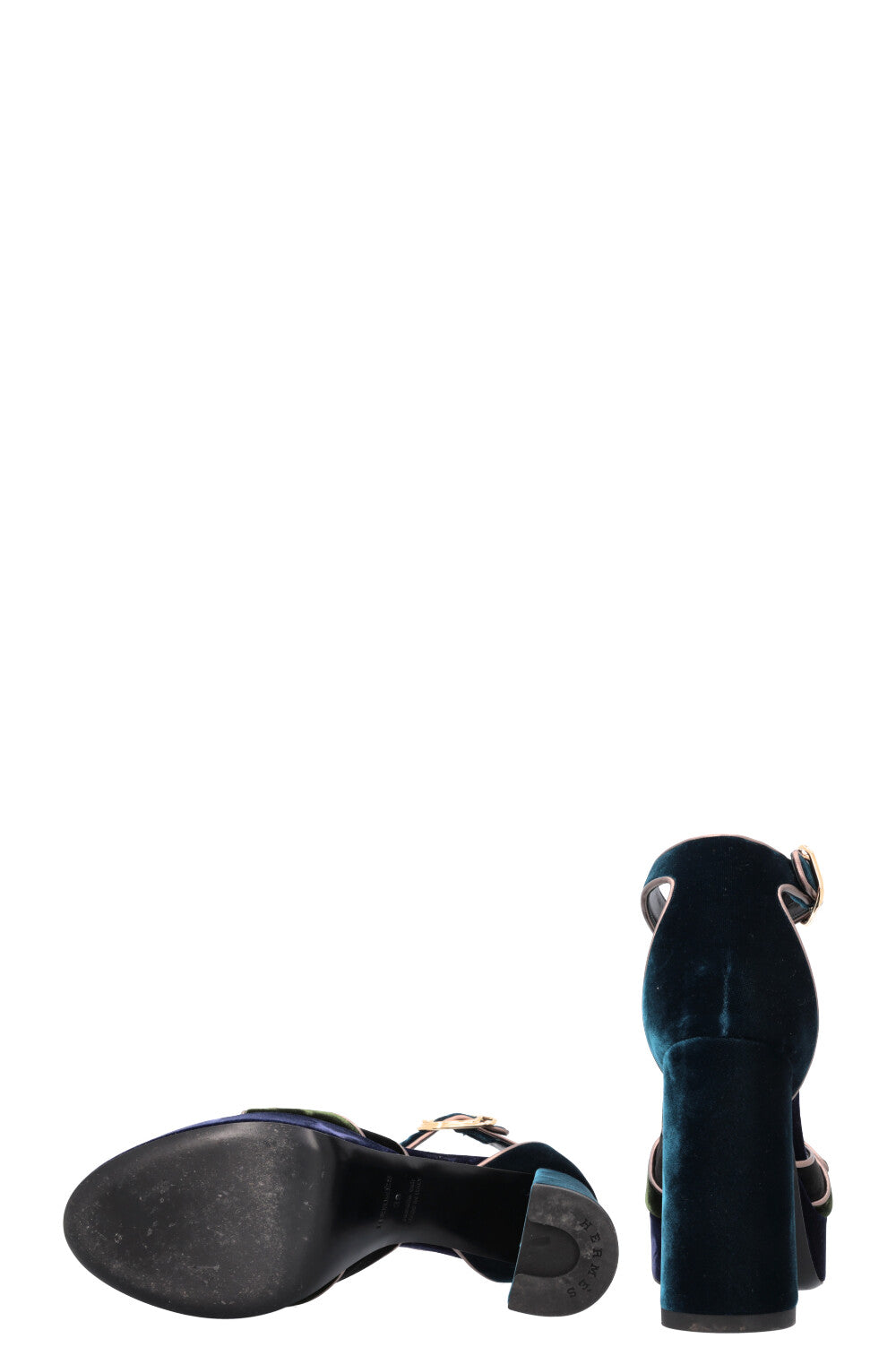 HERMÈS Violetta Heels Velvet Petrol Blue