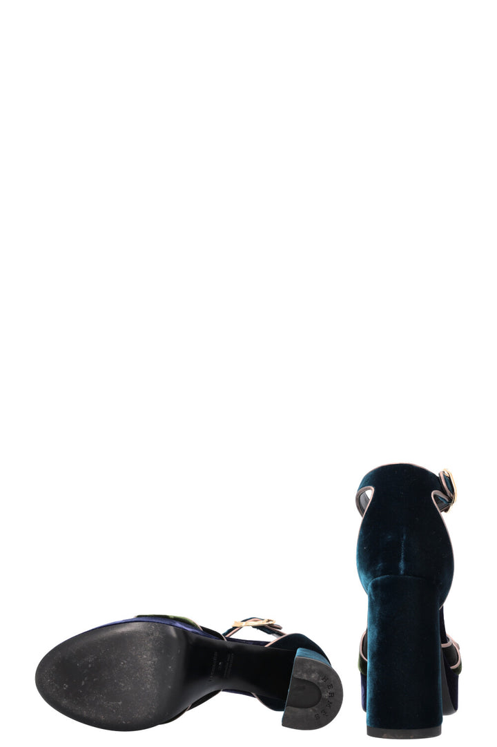 HERMÈS Violetta Heels Velvet Petrol Blue