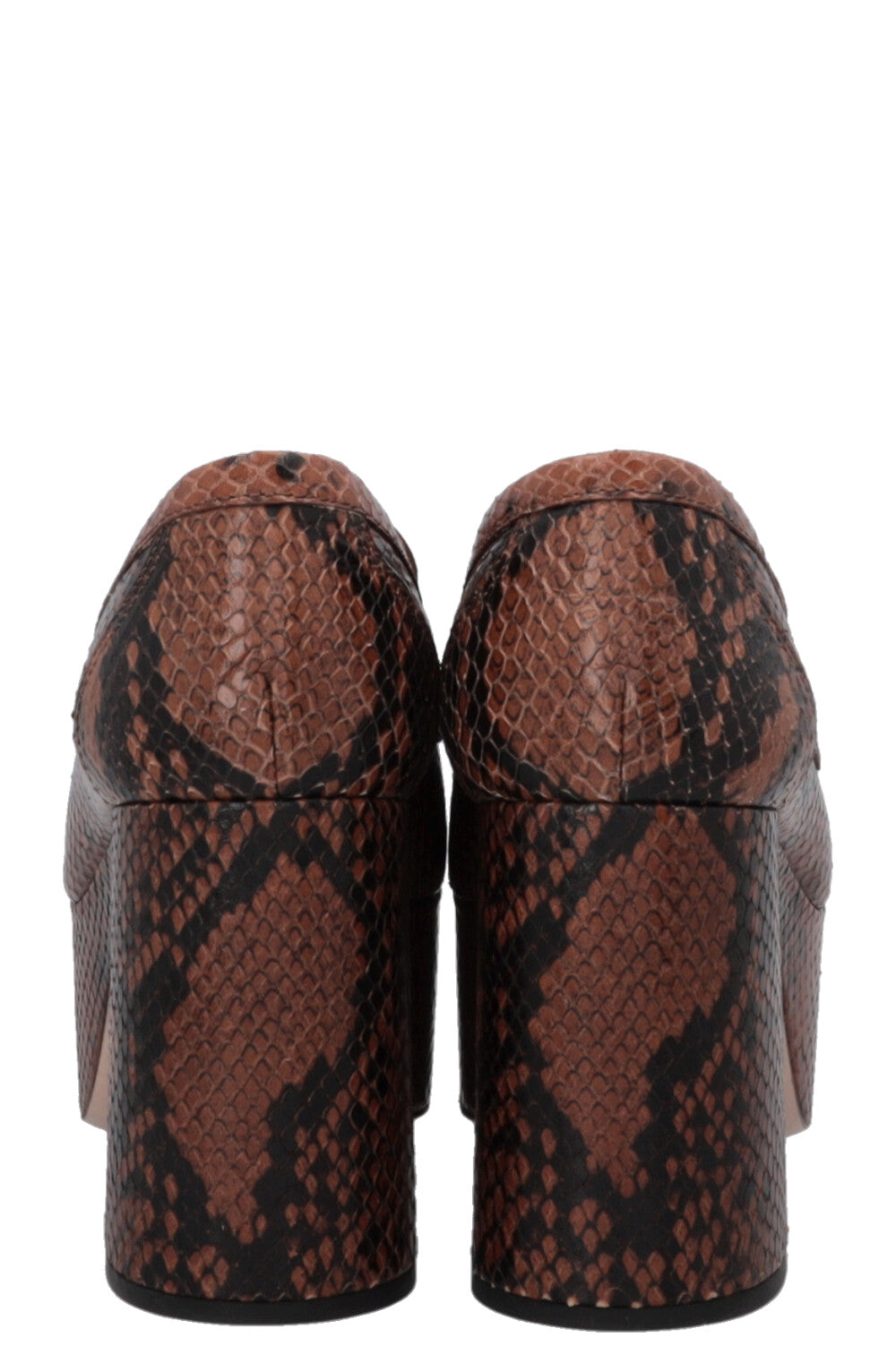 MIUMIU Platform Python Embossed Loafers Brown