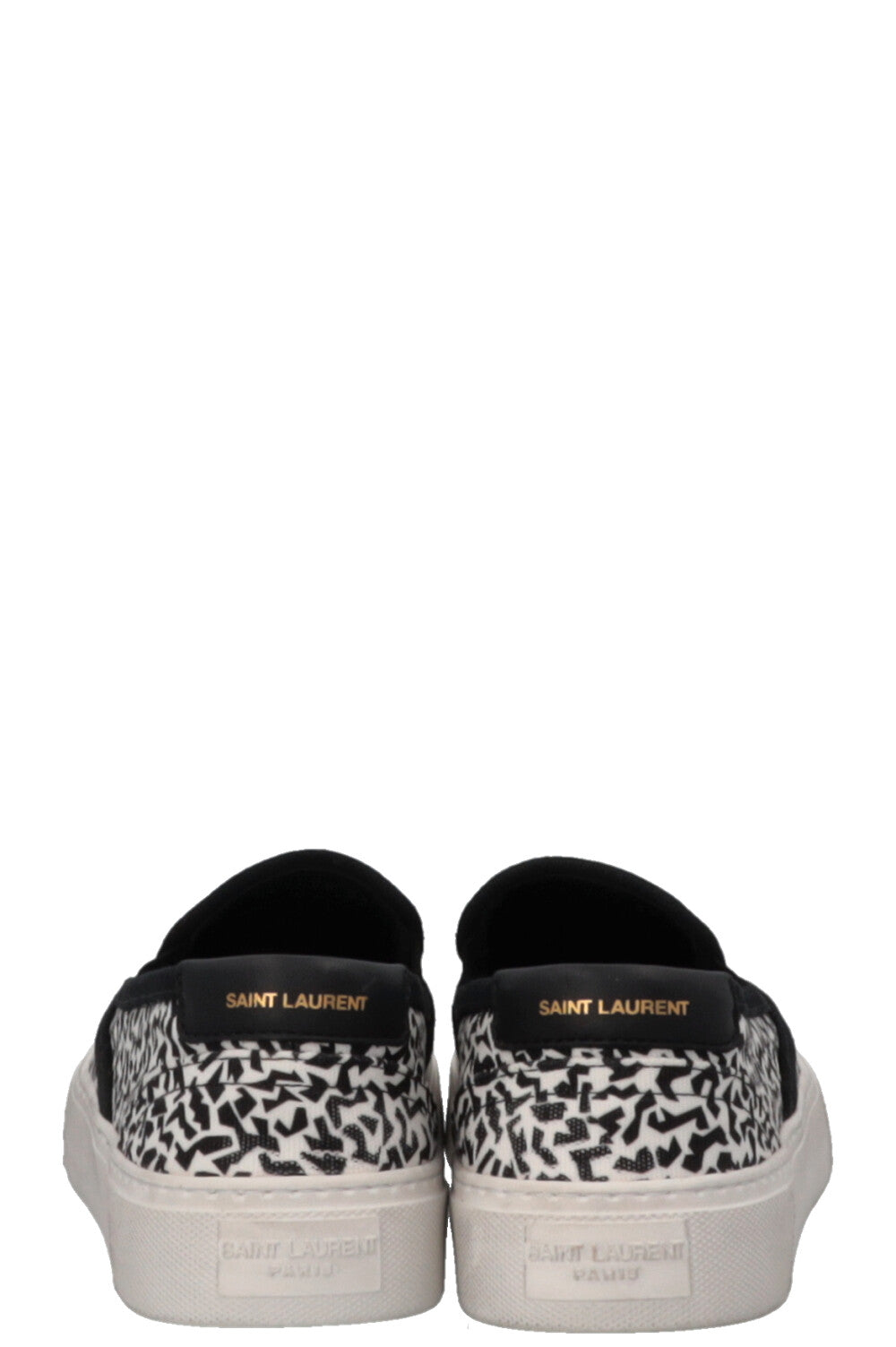 SAINT LAURENT Chaussures plates à enfiler en toile blanche