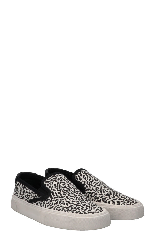 SAINT LAURENT Slip On Flats White Canvas