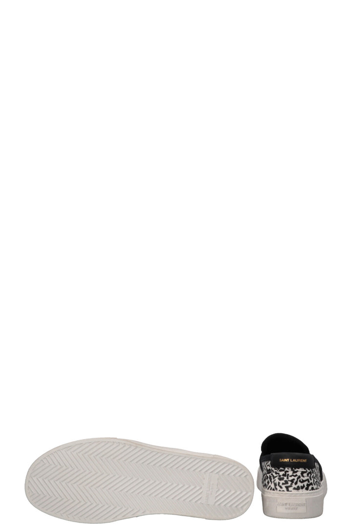 SAINT LAURENT Chaussures plates à enfiler en toile blanche