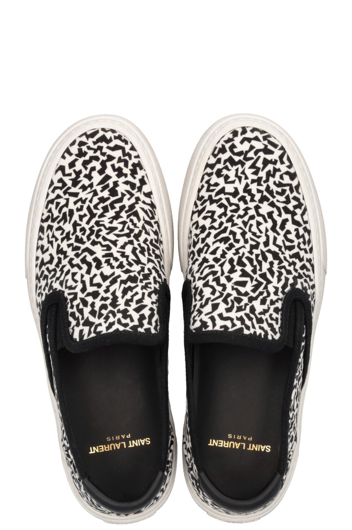 SAINT LAURENT Chaussures plates à enfiler en toile blanche