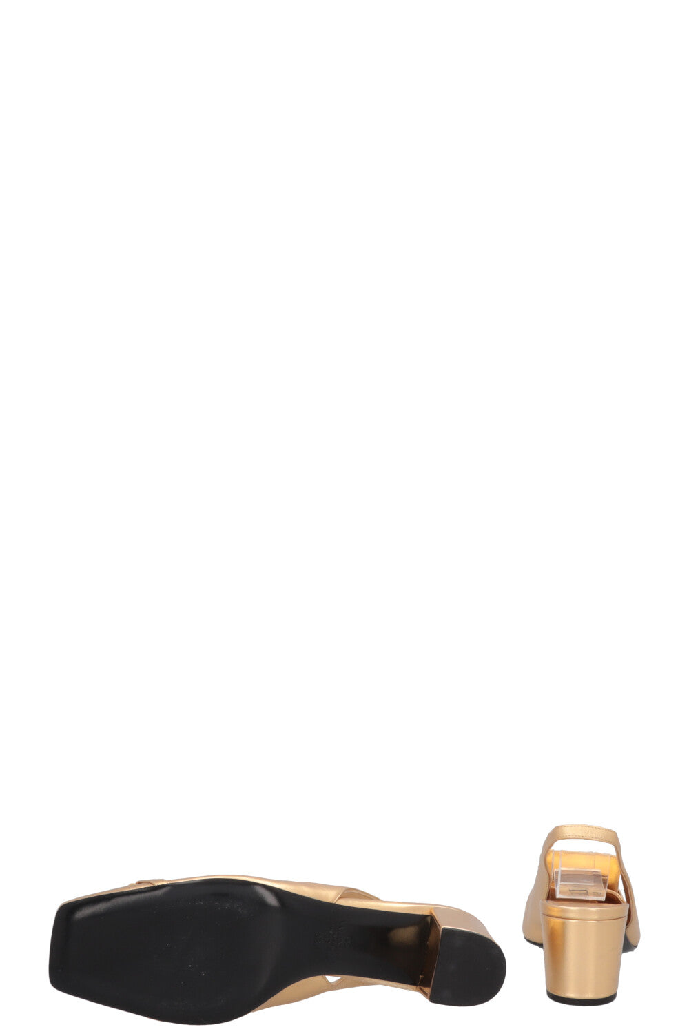 VALENTINO Square Toe VLogo Chain Slingback Gold