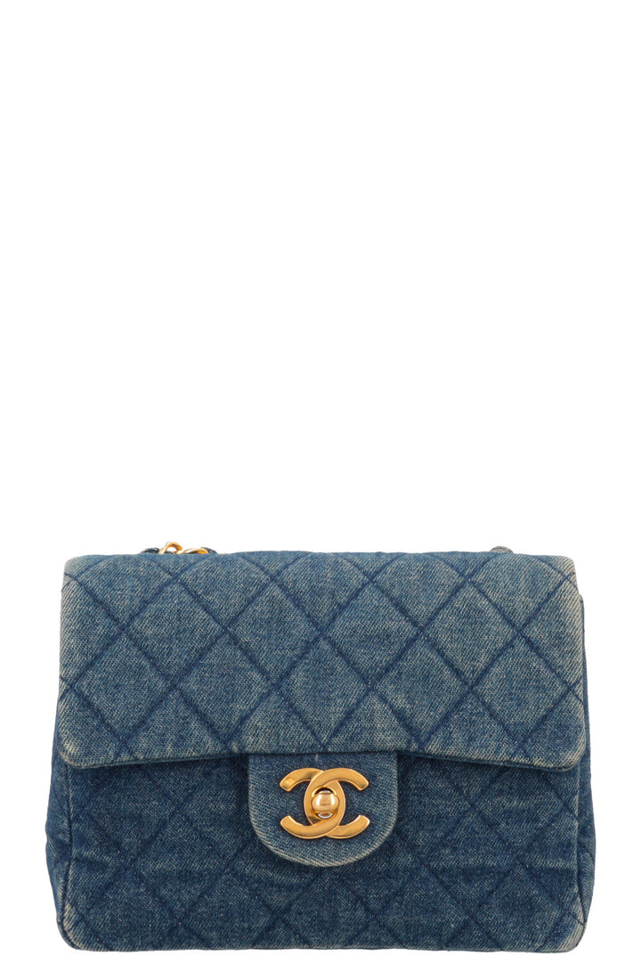 CHANEL Mini Square Flap Bag Denim Blue