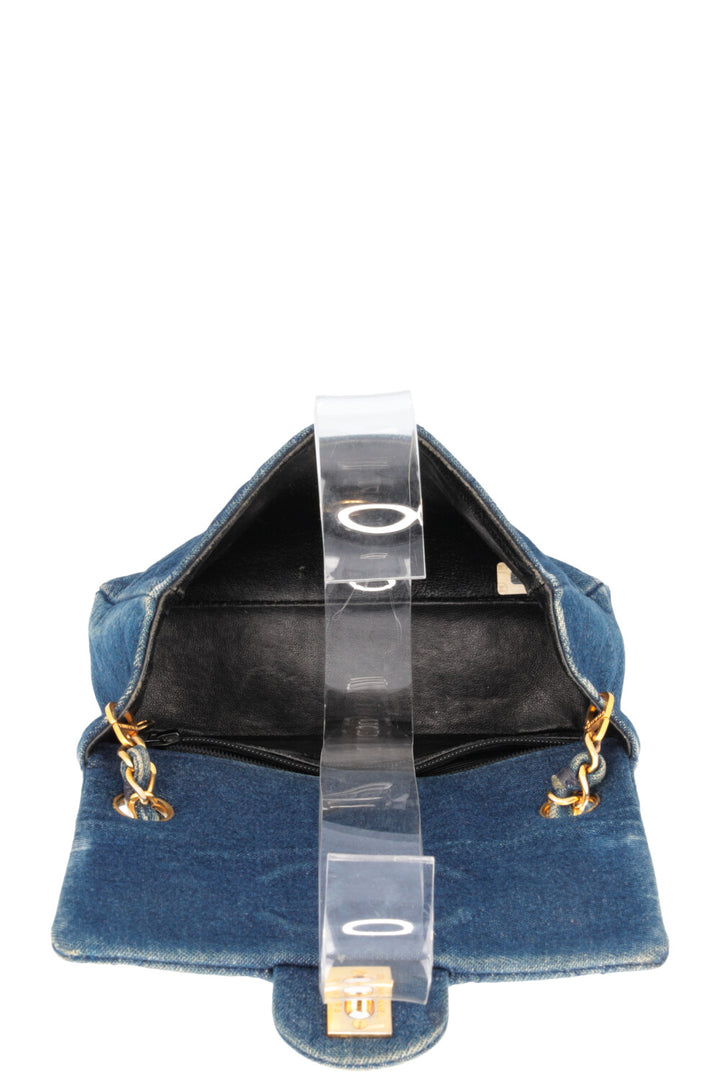 CHANEL Mini Square Flap Bag Denim Blue