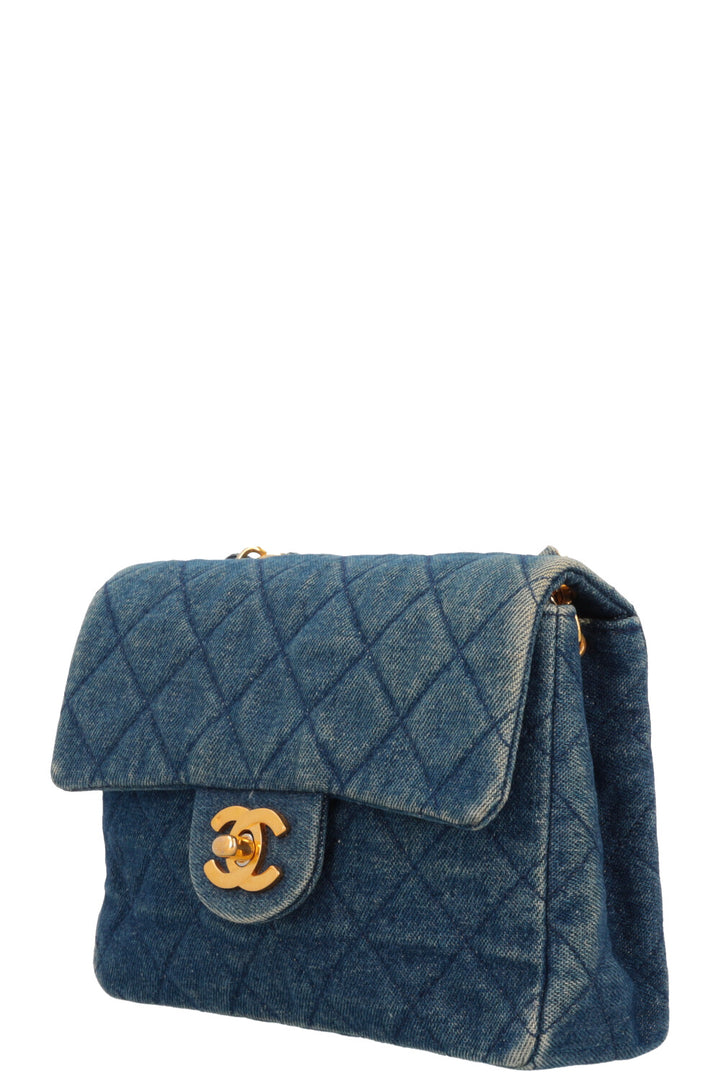 CHANEL Mini Square Flap Bag Denim Blue