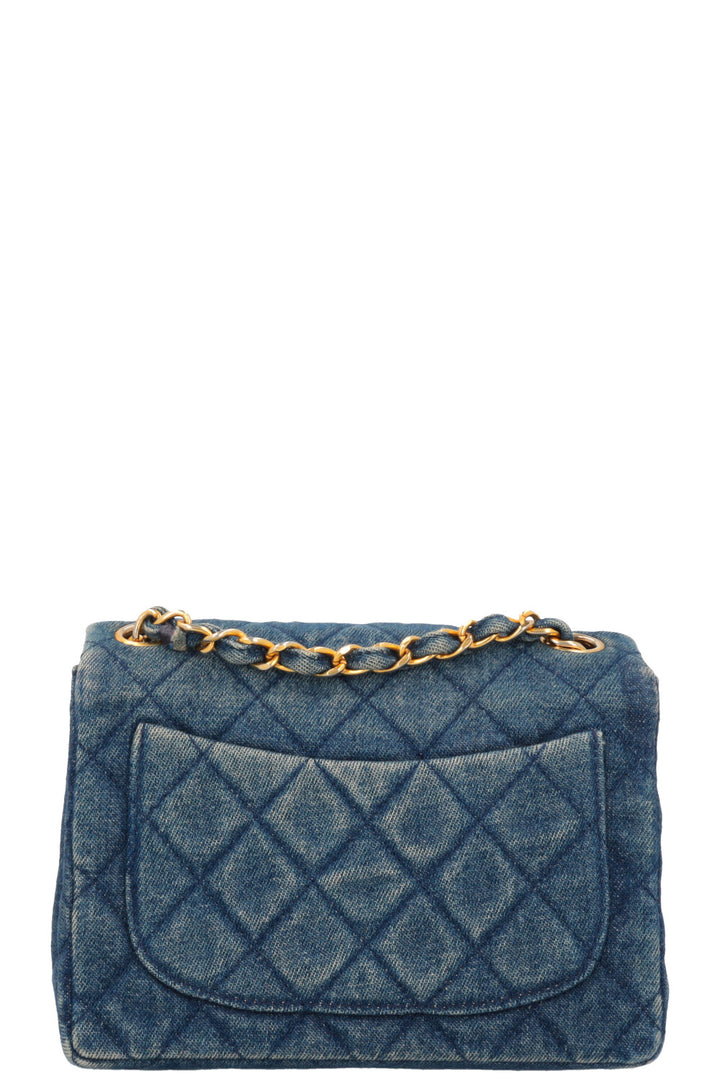 CHANEL Mini Square Flap Bag Denim Blue
