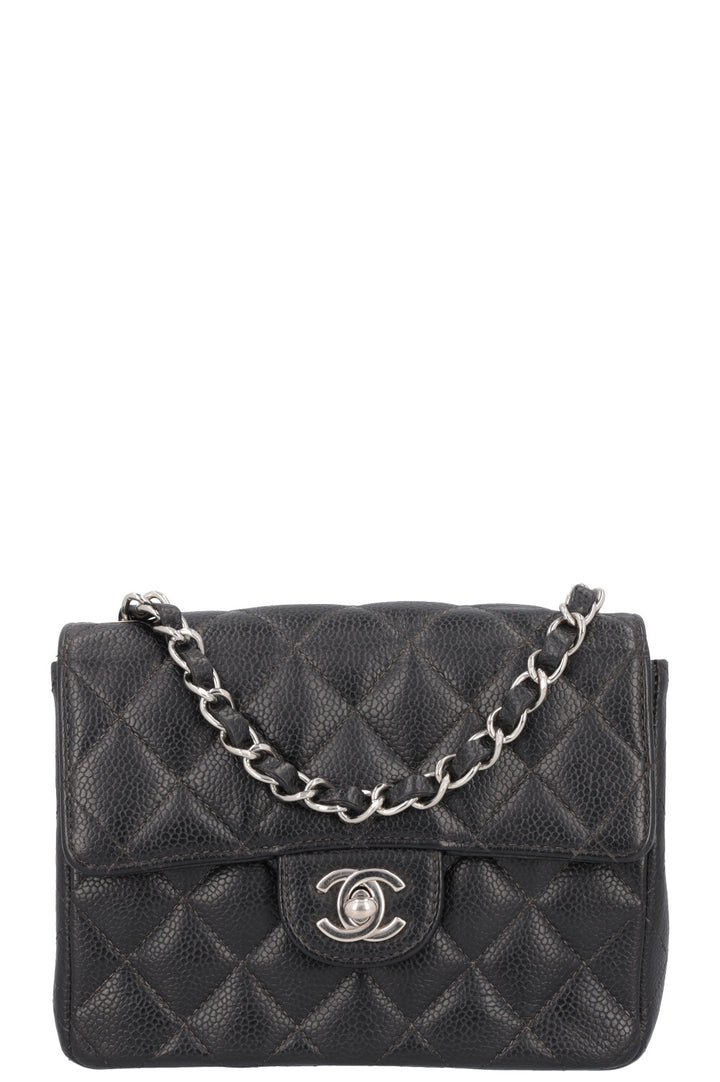 CHANEL Mini Square Flap Bag Caviar Black