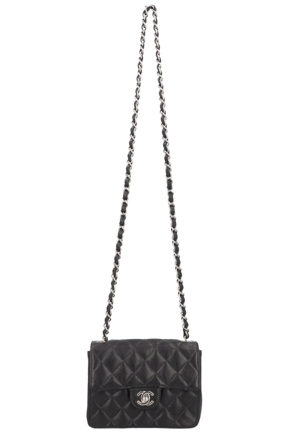 CHANEL Mini Square Flap Bag Caviar Black