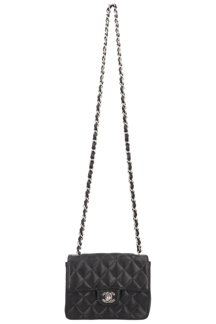 CHANEL Mini Square Flap Bag Caviar Black