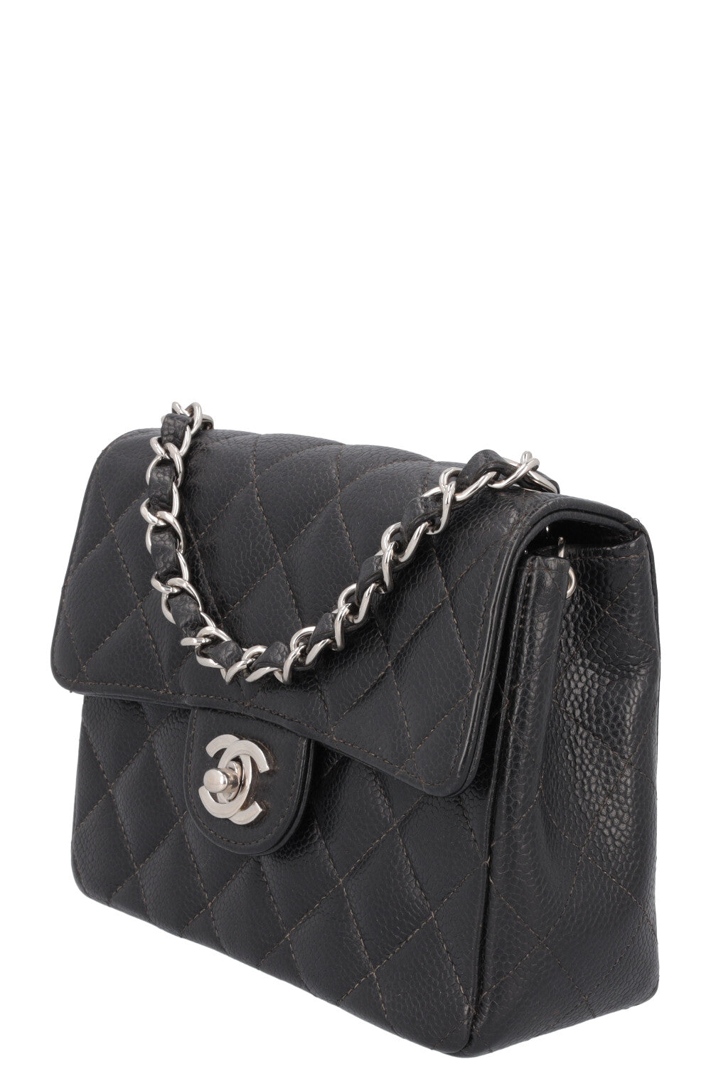 CHANEL Mini Square Flap Bag Caviar Black