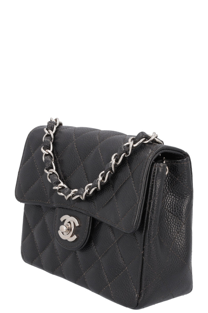 CHANEL Mini Square Flap Bag Caviar Black