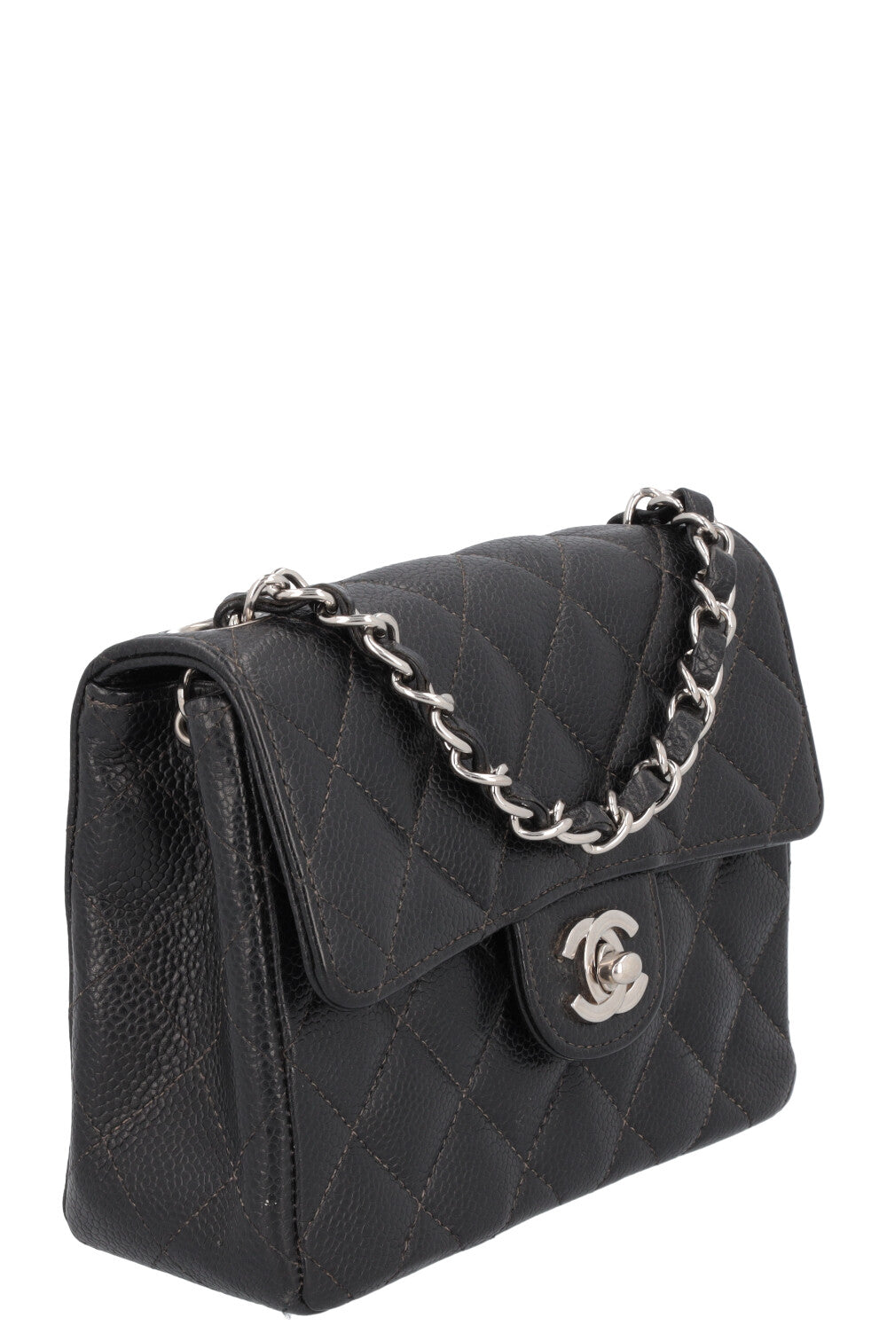 CHANEL Mini Square Flap Bag Caviar Black