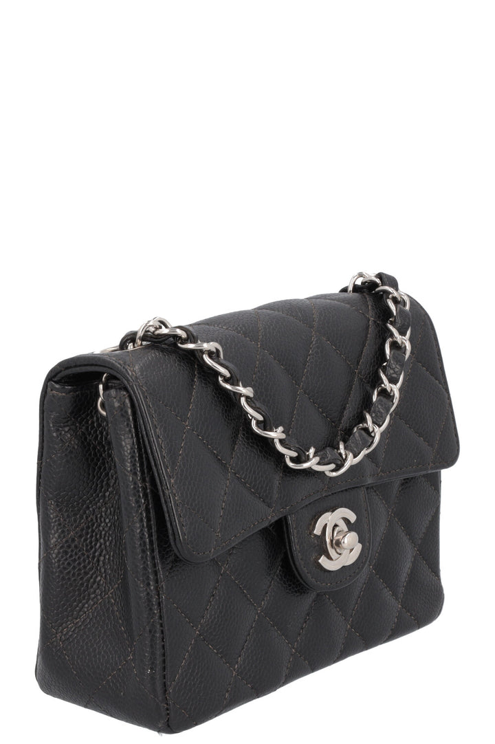 CHANEL Mini Square Flap Bag Caviar Black