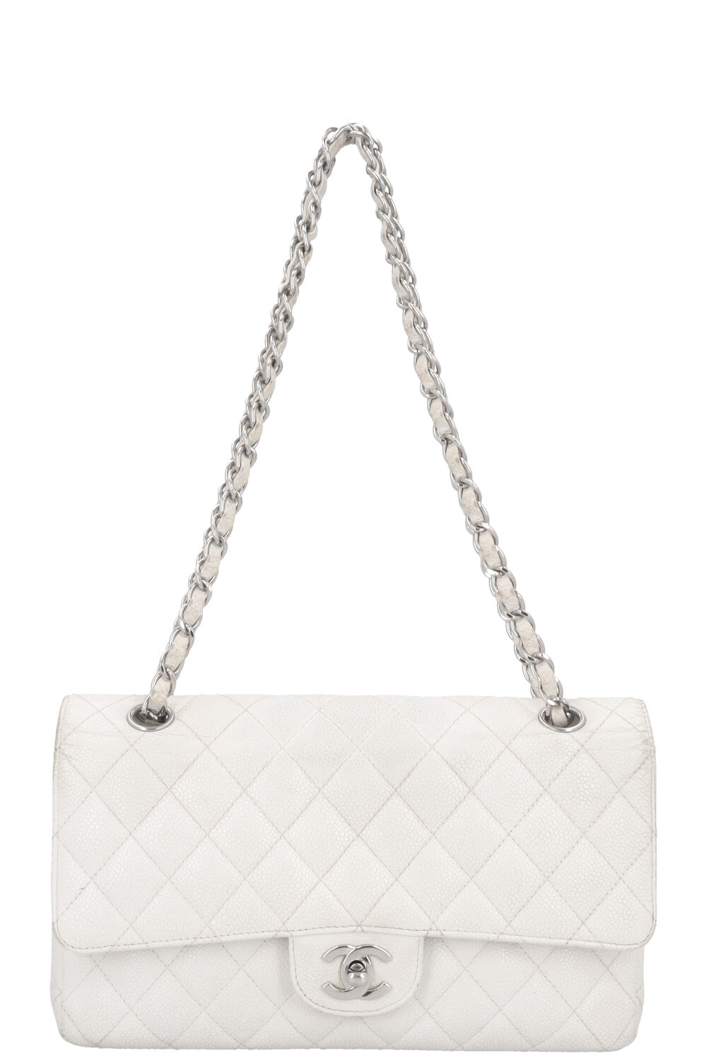CHANEL Classic Double Flap Bag Medium White