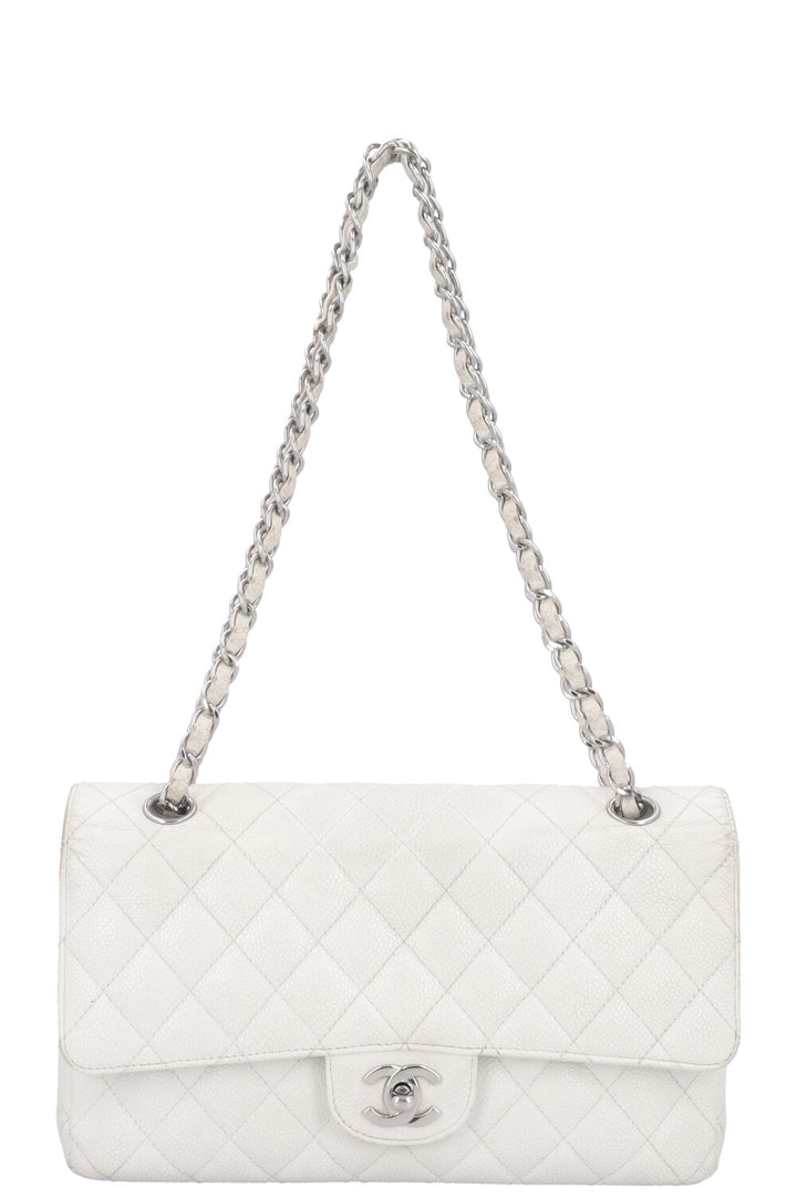 CHANEL Classic Double Flap Bag Medium White