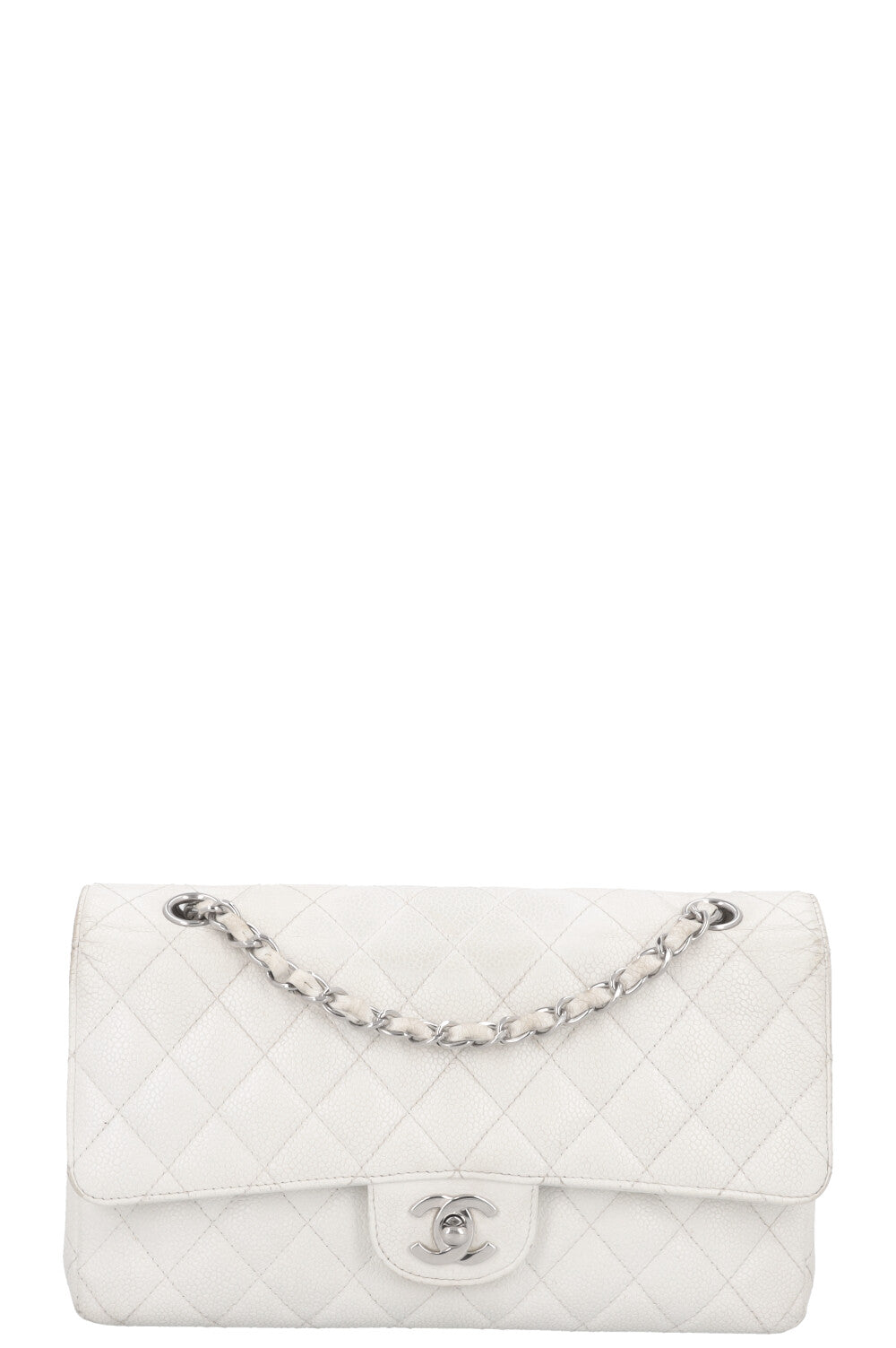 CHANEL Classic Double Flap Bag Medium White