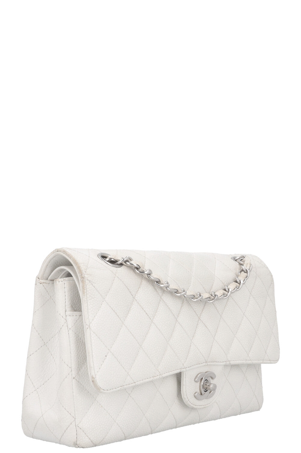CHANEL Classic Double Flap Bag Medium White