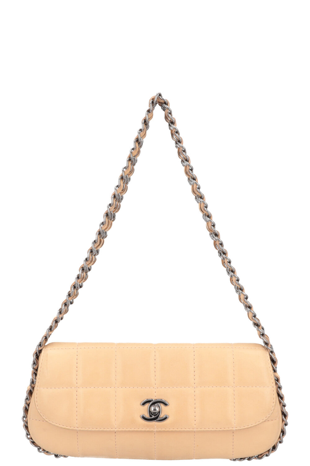 CHANEL Multichain Chocolate Bar Bag Leather Beige