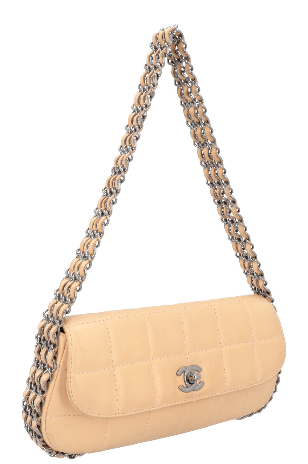 CHANEL Multichain Chocolate Bar Bag Leather Beige