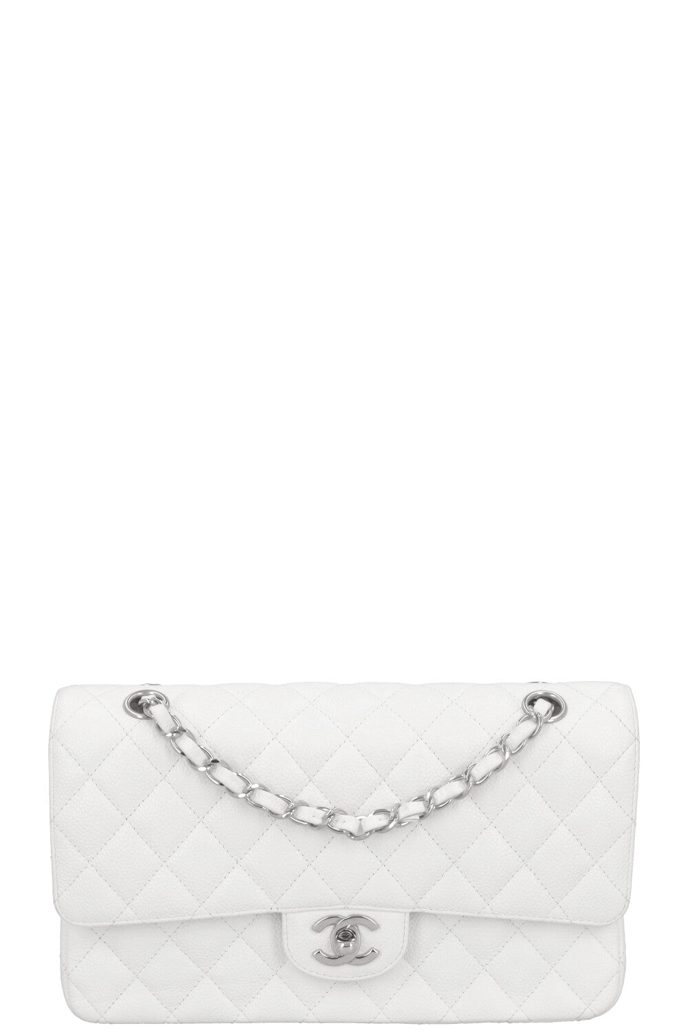 CHANEL Classic Double Flap Bag Medium White