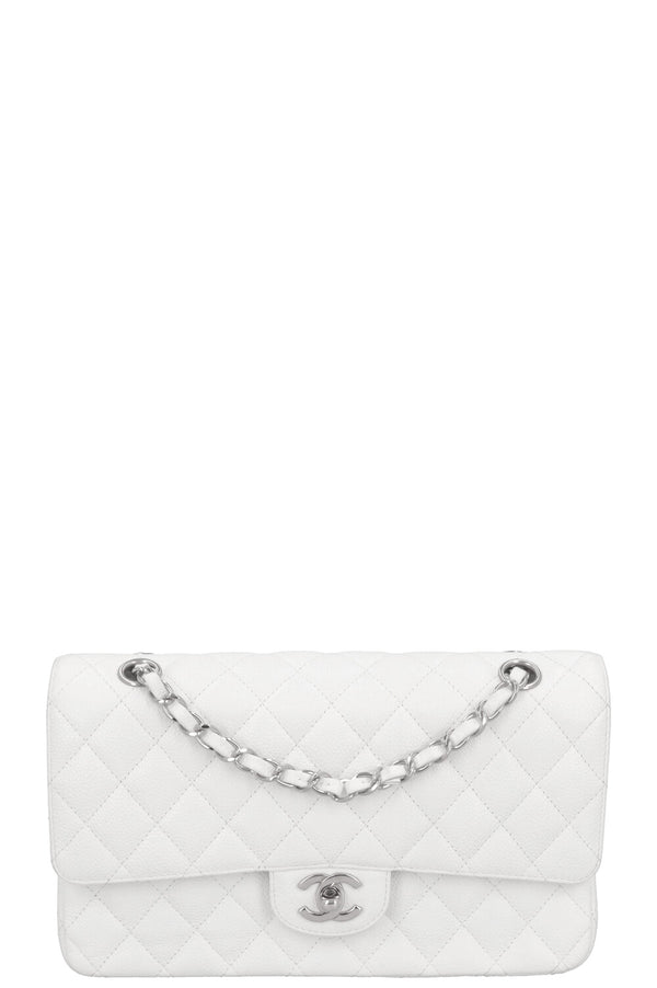 CHANEL Classic Double Flap Bag Medium White