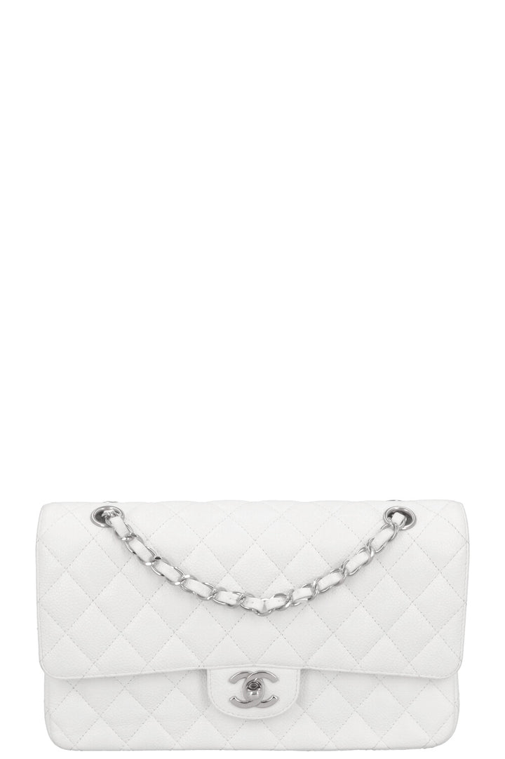 CHANEL Classic Double Flap Bag Medium White