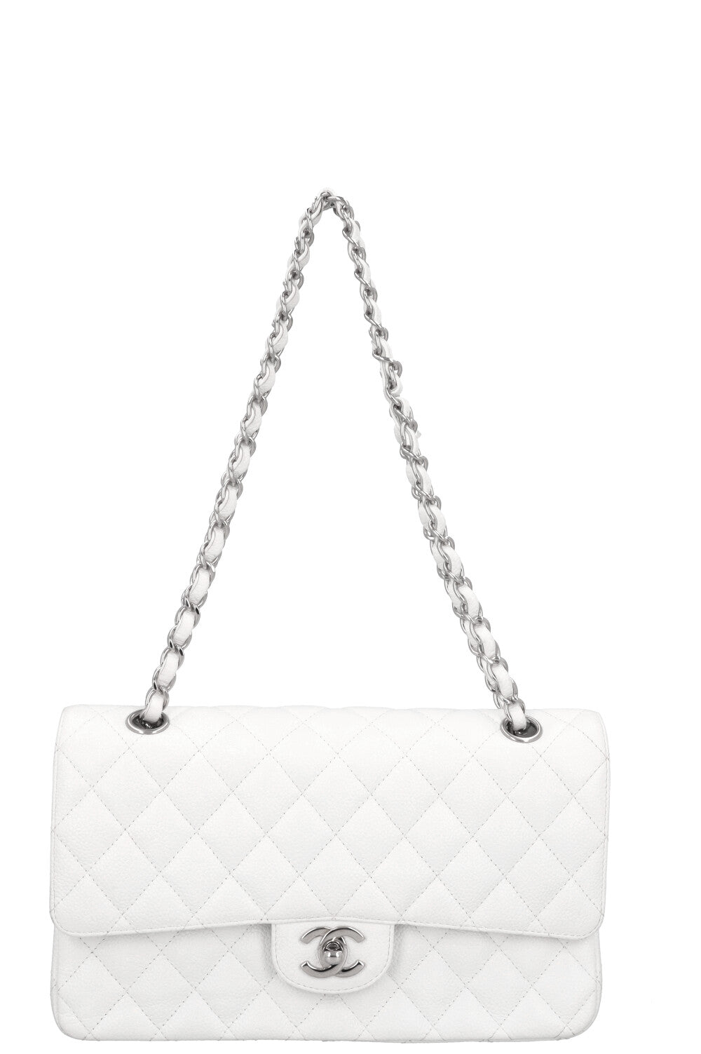 CHANEL Classic Double Flap Bag Medium White