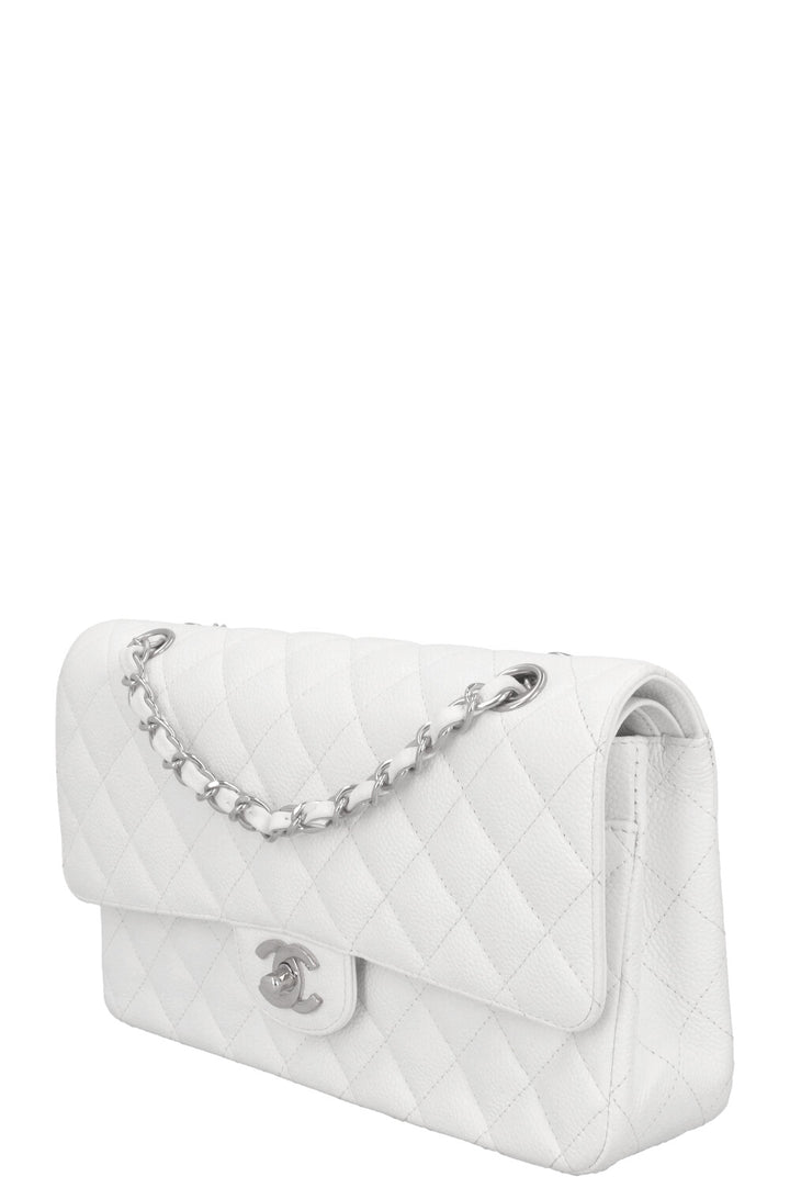 CHANEL Classic Double Flap Bag Medium White