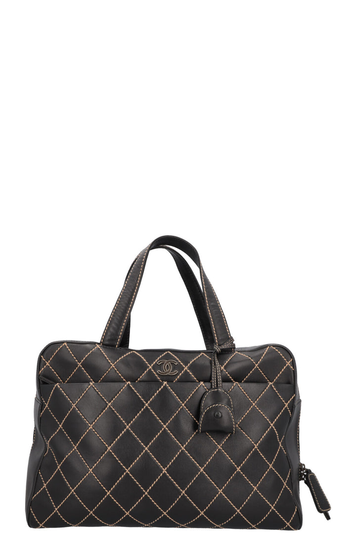 CHANEL Wild Stitch Bag Leather Black