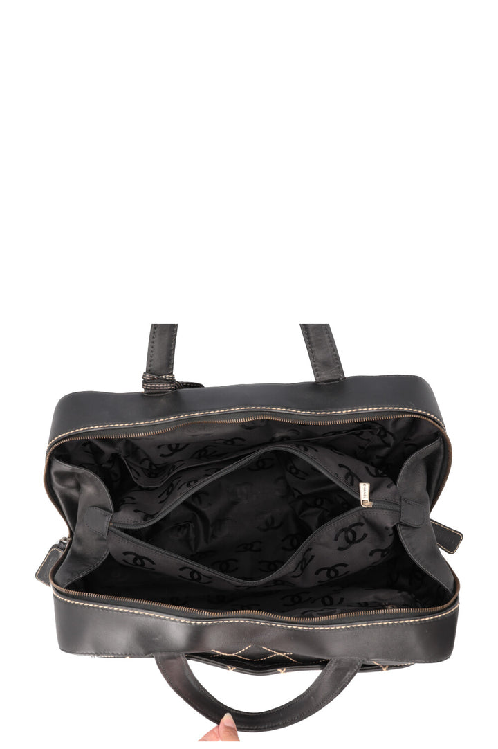 CHANEL Wild Stitch Bag Leather Black