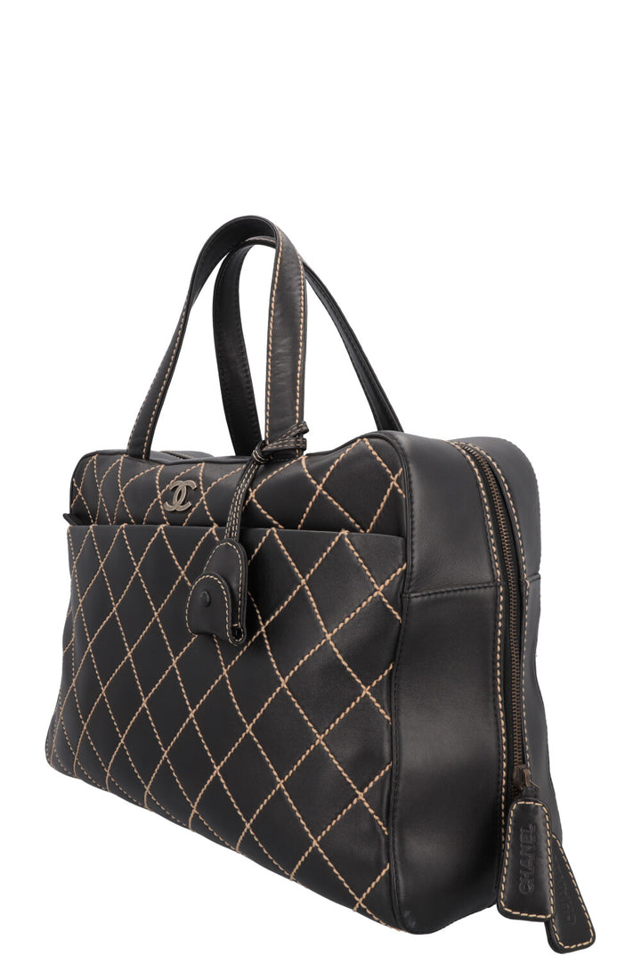 CHANEL Wild Stitch Bag Leather Black