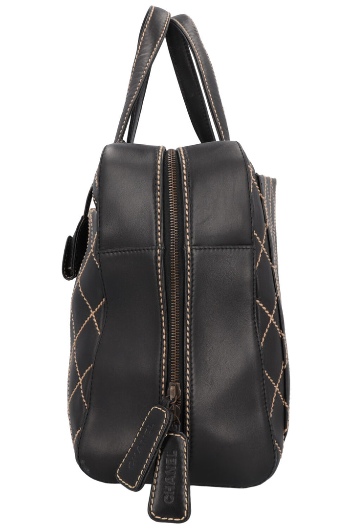 CHANEL Wild Stitch Bag Leather Black
