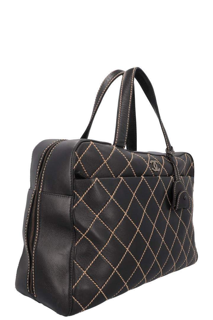 CHANEL Wild Stitch Bag Leather Black