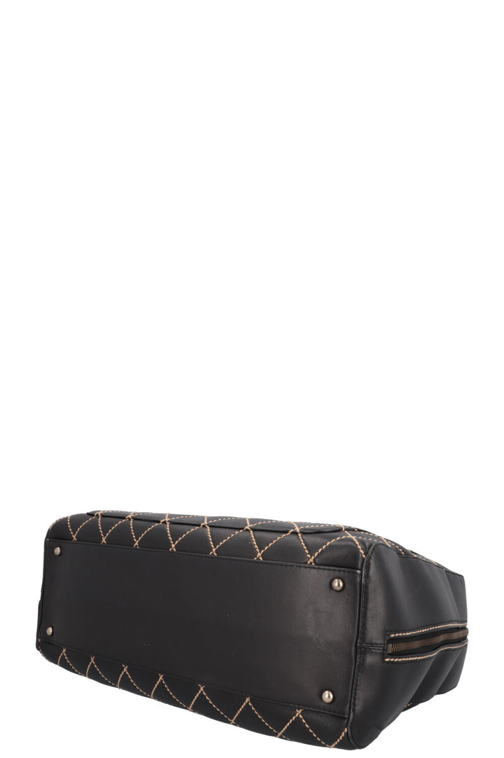 CHANEL Wild Stitch Bag Leather Black