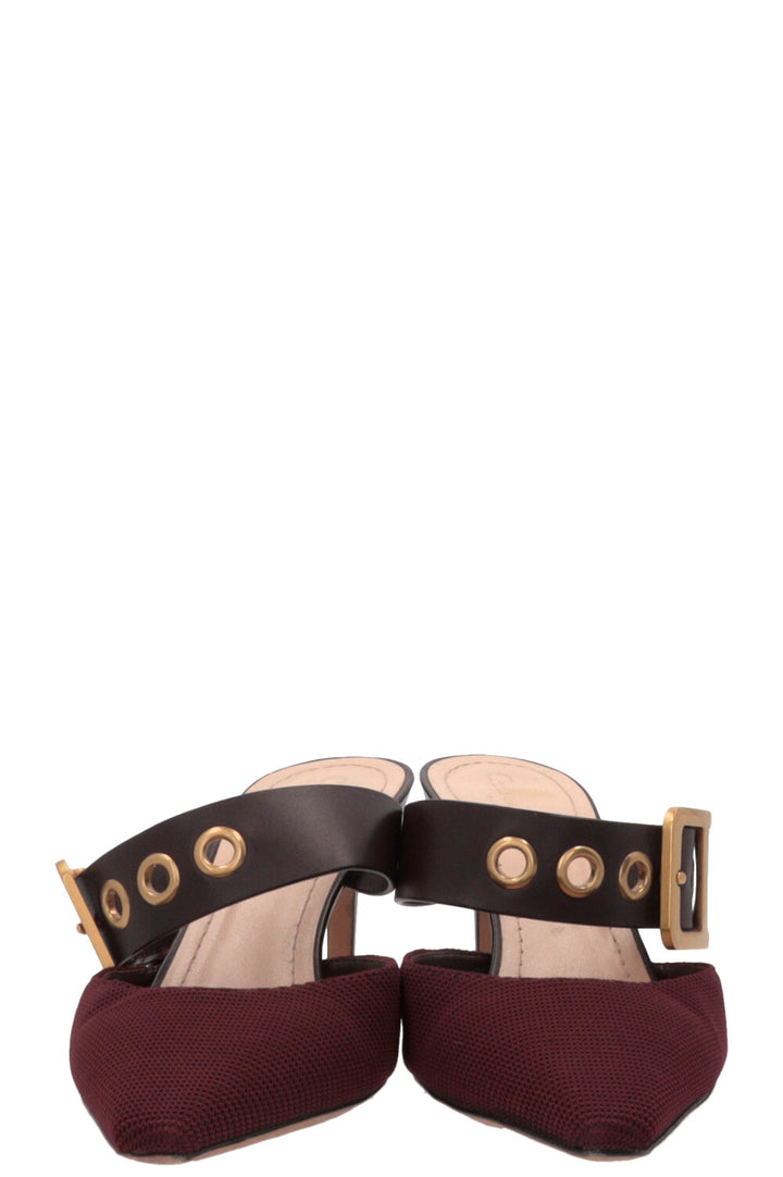 CHRISTIAN DIOR D-Dior Mules Burgundy
