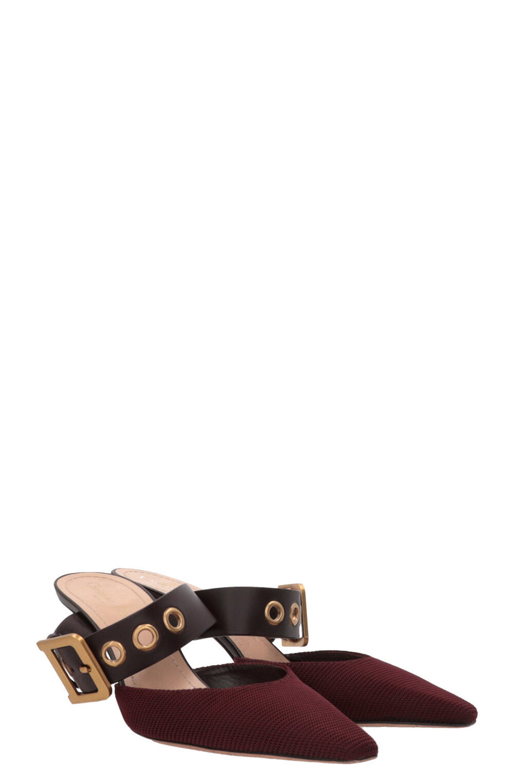 CHRISTIAN DIOR D-Dior Mules Burgundy