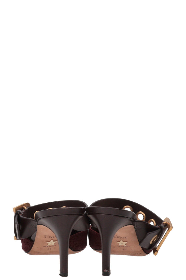 CHRISTIAN DIOR D-Dior Mules Burgundy