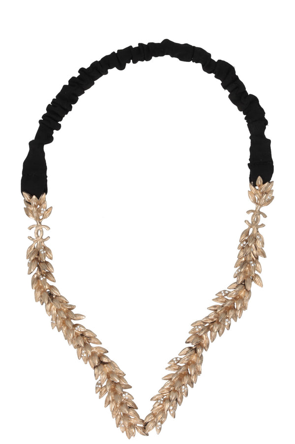 CHANEL 2010 CC Bandeau à cheveux Blé Or Noir
