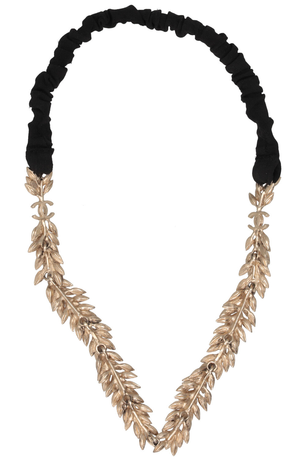 CHANEL 2010 CC Wheat Hair Band Gold Black