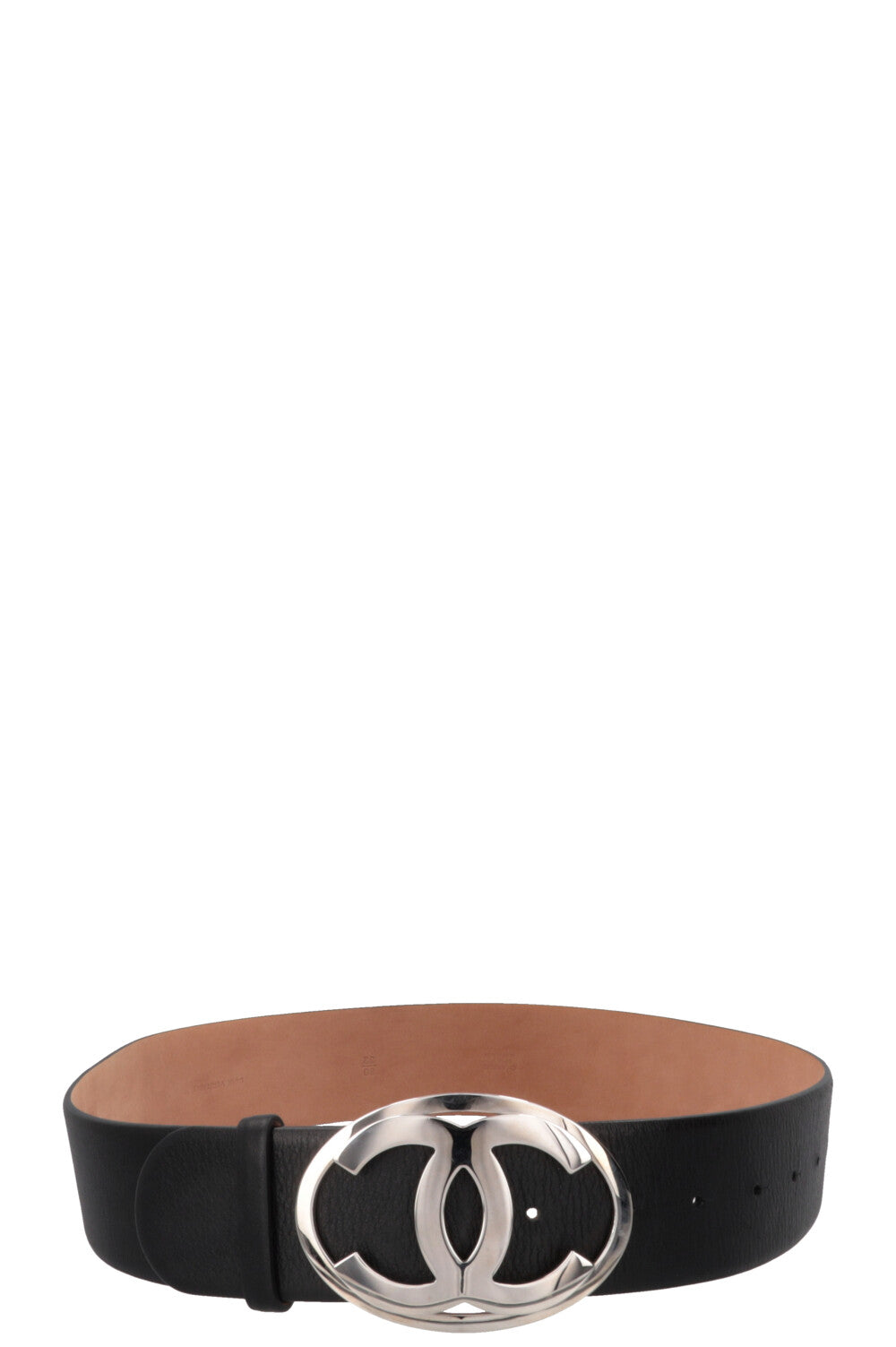 CHANEL Vintage CC Logo Belt Black Silver