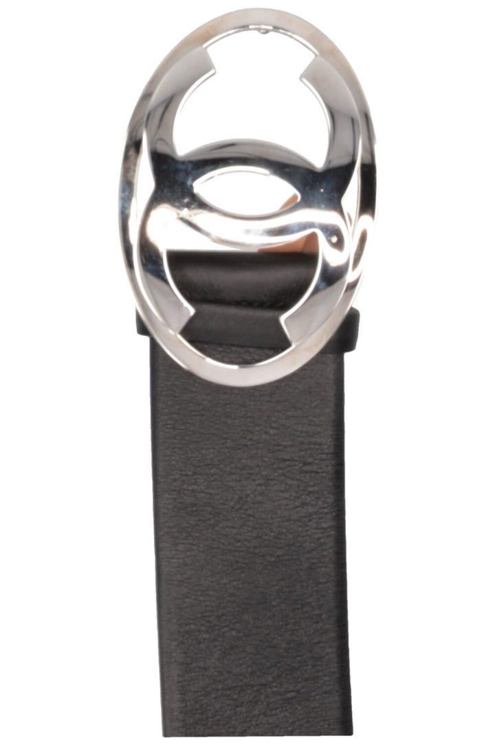 CHANEL Vintage CC Logo Belt Black Silver