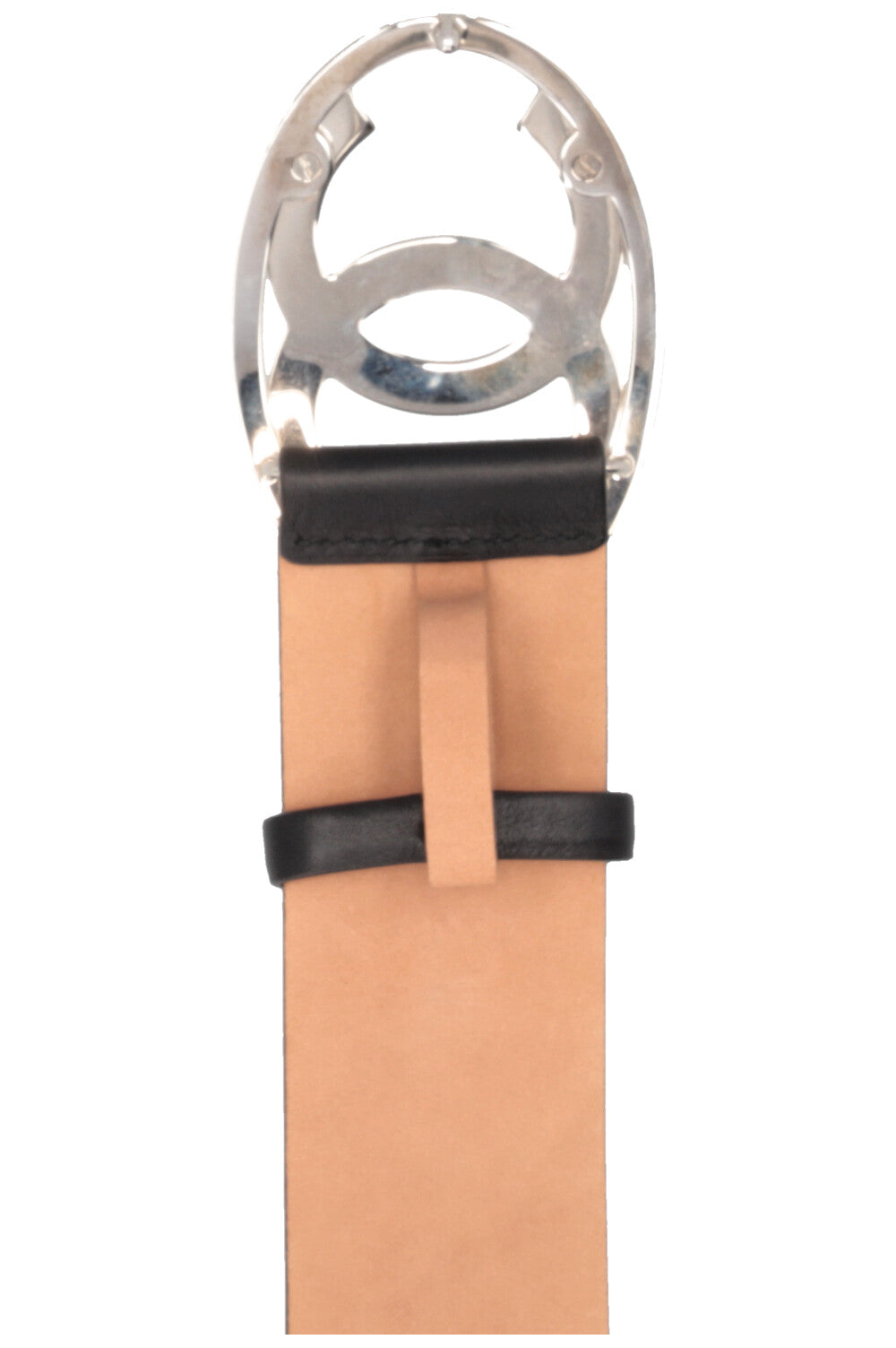 CHANEL Vintage CC Logo Belt Black Silver